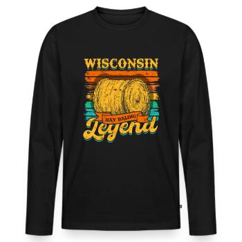 Landwirt Heu Stroh Strohballen Heuballen - Männer Premium Bio Langarmshirt - Schwarz - Vorne - Nico (187cm)