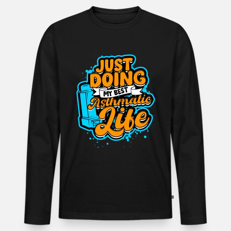 Asthma Asthmatiker - Männer Premium Bio Langarmshirt - Schwarz