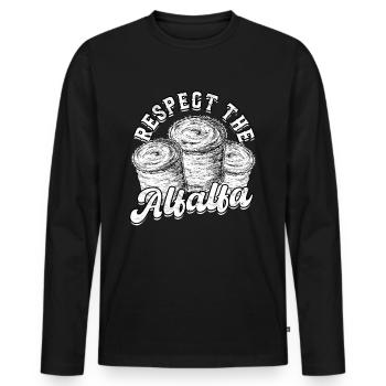 Landwirt Heu Stroh Strohballen Heuballen - Männer Premium Bio Langarmshirt - Schwarz - Vorne - Nico (187cm)