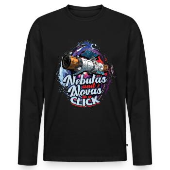 Astrophotographie Nébuleuses et novas en un clic - T-shirt manches longues Premium bio Homme - noir - Devant - Nico (187cm)