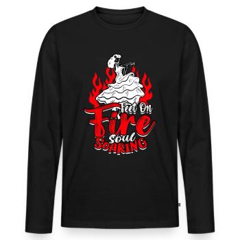Flamenco Feet On Fire Soul Soaring - Männer Premium Bio Langarmshirt - Schwarz - Vorne - Nico (187cm)