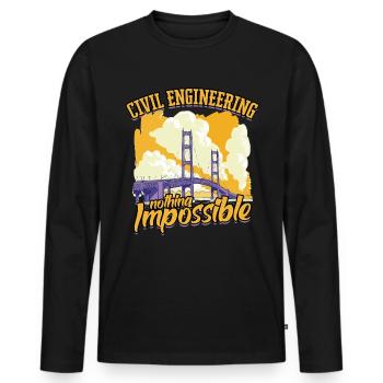 Bauingenieurwesen nothing impossible - Männer Premium Bio Langarmshirt - Schwarz - Vorne - Nico (187cm)