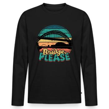 Pont Ingénieur Pont S’il vous plaît - T-shirt manches longues Premium bio Homme - noir - Devant - Nico (187cm)