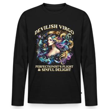 Horoscope Virgo Devilish Virgo - Men's Premium Organic Long Sleeve Shirt - black - Front - Nico (187cm)