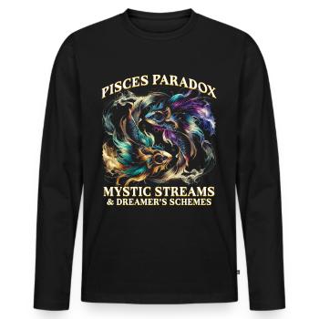 Horoscope Pisces Pisces Paradox - Men's Premium Organic Long Sleeve Shirt - black - Front - Nico (187cm)