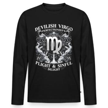 Virgo Horoscope Devilish Virgo - Men's Premium Organic Long Sleeve Shirt - black - Front - Nico (187cm)