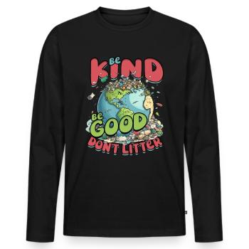 Environmental Protection Environmentalist Climate Protection - Men's Premium Organic Long Sleeve Shirt - black - Front - Nico (187cm)