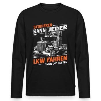 Vatertag | Die Besten fahren LKW | LKW Fahrer - Männer Premium Bio Langarmshirt - Schwarz - Vorne - Nico (187cm)