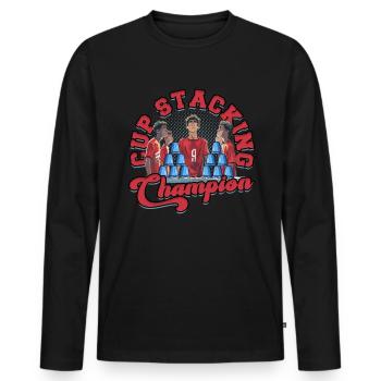 Cup Stacking Champion - Men's Premium Organic Long Sleeve Shirt - black - Front - Nico (187cm)