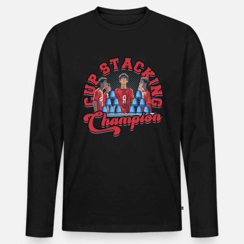 Cup Stacking Champion - Männer Premium Bio Langarmshirt - Schwarz