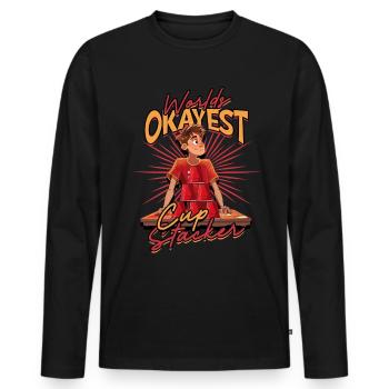 Worlds Okayest Empileur de gobelets - T-shirt manches longues Premium bio Homme - noir - Devant - Nico (187cm)