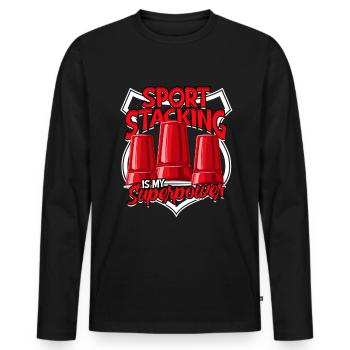Sport Stacking Is My Superpower - Männer Premium Bio Langarmshirt - Schwarz - Vorne - Nico (187cm)