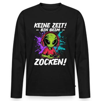 Keine Zeit bin am Zocken Gamer | Gaming - Männer Premium Bio Langarmshirt - Schwarz - Vorne - Nico (187cm)