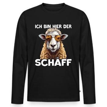 Schäff | Chef | Teamleiter| Abteilungsleiter - Männer Premium Bio Langarmshirt - Schwarz - Vorne - Nico (187cm)