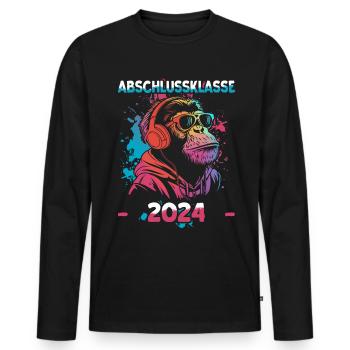 Abschlussklasse 2024 | Schulabschluss | Schüler - Männer Premium Bio Langarmshirt - Schwarz - Vorne - Nico (187cm)