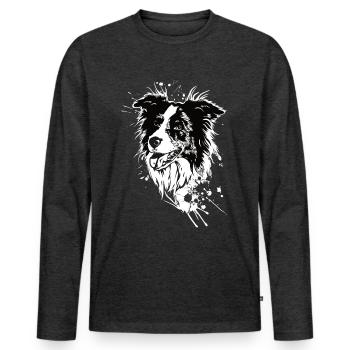 Border Collie Schäferhund | Hütehund - Männer Premium Bio Langarmshirt - Anthrazit meliert - Vorne - Nico (187cm)