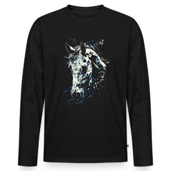 Cavalier Horse Girl - Cavalier de dressage western - T-shirt manches longues Premium bio Homme - noir - Devant - Nico (187cm)