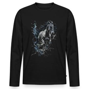 Cavalier Horse Girl - Cavalier de dressage western - T-shirt manches longues Premium bio Homme - noir - Devant - Nico (187cm)