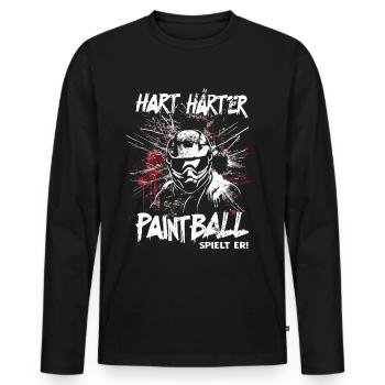 Hart Härter Paintball spielt er | Paintballspieler - Männer Premium Bio Langarmshirt - Schwarz - Vorne - Nico (187cm)