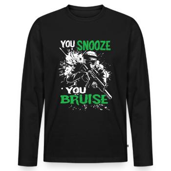 Paintball disant que vous dormez, vous avez des ecchymoses | Paintball - T-shirt manches longues Premium bio Homme - noir - Devant - Nico (187cm)