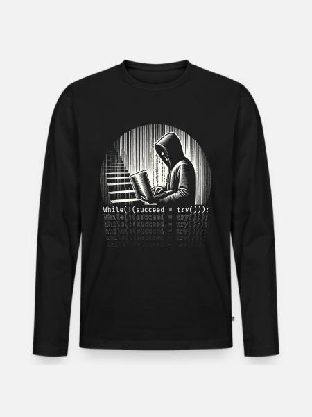 Robotics Engineer While (!( succeed=Try())); - Men's Premium Organic Long Sleeve Shirt - black