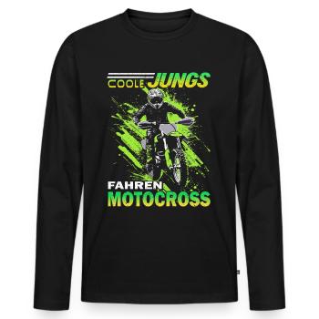 Motorrad Motocross und Dirtbike - Männer Premium Bio Langarmshirt - Schwarz - Vorne - Nico (187cm)