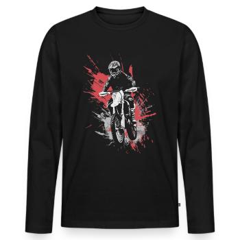 Dirtbike und Motorrad Motocross - Männer Premium Bio Langarmshirt - Schwarz - Vorne - Nico (187cm)