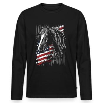 Fille de cheval équestre - Cavalier de dressage d’équitation western - T-shirt manches longues Premium bio Homme - noir - Devant - Nico (187cm)
