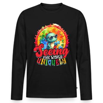 Autist Autismus Seeing the World Uniquely - Männer Premium Bio Langarmshirt - Schwarz - Vorne - Nico (187cm)