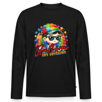 Autisme Autisme L’autisme, pas la confusion - T-shirt manches longues Premium bio Homme - noir - Devant - Nico (187cm)