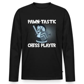 Schach Pawn-tastic - Männer Premium Bio Langarmshirt - Schwarz - Vorne - Nico (187cm)