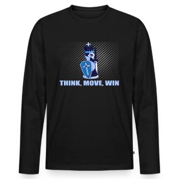 Schach Think Move Win - Männer Premium Bio Langarmshirt - Schwarz - Vorne - Nico (187cm)