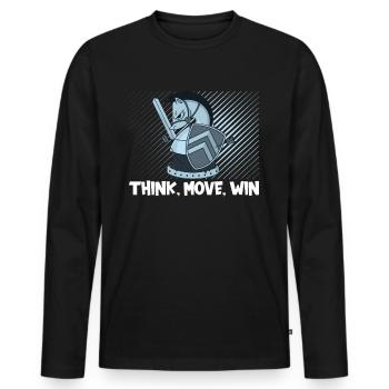 Schach Think Move Win - Männer Premium Bio Langarmshirt - Schwarz - Vorne - Nico (187cm)