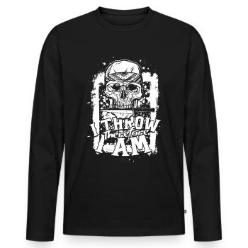 Lancer de couteau Je lance donc je suis - T-shirt manches longues Premium bio Homme - noir - Devant - Nico (187cm)