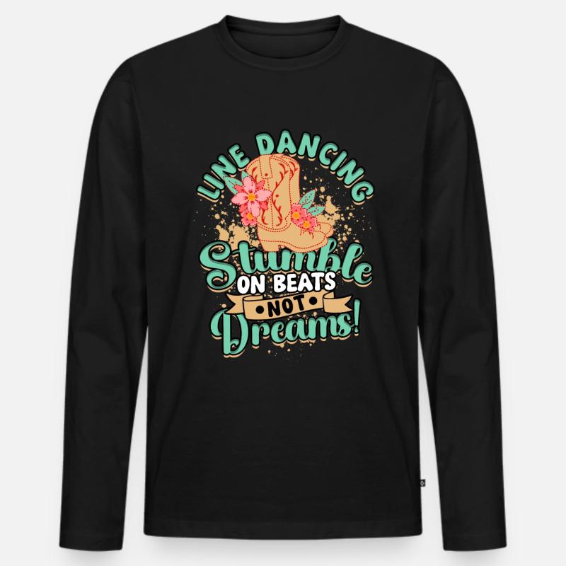 Line Dance - Männer Premium Bio Langarmshirt - Schwarz