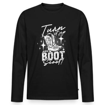 Line Dance Turn It Up And - Men's Premium Organic Long Sleeve Shirt - black - Front - Nico (187cm)