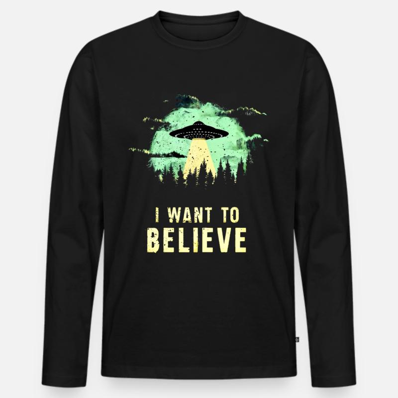 UFO #lovely toons - Männer Premium Bio Langarmshirt - Schwarz