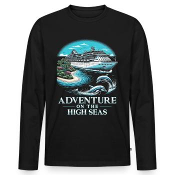 Cruise Adventure On The High Seas - Men's Premium Organic Long Sleeve Shirt - black - Front - Nico (187cm)
