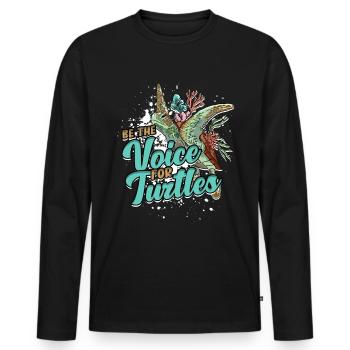 Turtle Turtles Be The Voice For Turtles - Men's Premium Organic Long Sleeve Shirt - black - Front - Nico (187cm)