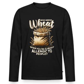 Allergie au blé qui a besoin de blé - T-shirt manches longues Premium bio Homme - noir - Devant - Nico (187cm)