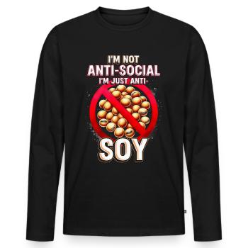 Allergie au soja Je suis juste anti soja - T-shirt manches longues Premium bio Homme - noir - Devant - Nico (187cm)