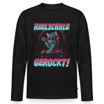 Abschlussklasse Schulabschluss Realschule gerockt - Männer Premium Bio Langarmshirt - Schwarz - Vorne - Nico (187cm)