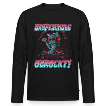 Abschlussklasse | Quali | Hauptschule gerockt - Männer Premium Bio Langarmshirt - Schwarz - Vorne - Nico (187cm)