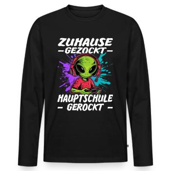 Schulabschluss Hauptschule gerockt | Quali - Männer Premium Bio Langarmshirt - Schwarz - Vorne - Nico (187cm)