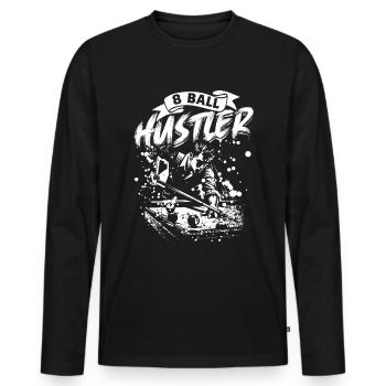 8-Ball Hustler Billard - Männer Premium Bio Langarmshirt - Schwarz - Vorne - Nico (187cm)