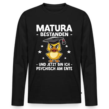 Abschlussklasse Schulabschluss | Matura bestanden - Männer Premium Bio Langarmshirt - Schwarz - Vorne - Nico (187cm)