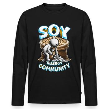 Communauté des allergies au soja - T-shirt manches longues Premium bio Homme - noir - Devant - Nico (187cm)
