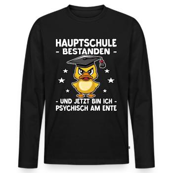 Abschlussklasse | Quali | Hauptschule bestanden - Männer Premium Bio Langarmshirt - Schwarz - Vorne - Nico (187cm)