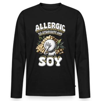 Allergie au soja Allergique à la stupidité et au soja - T-shirt manches longues Premium bio Homme - noir - Devant - Nico (187cm)