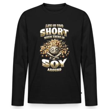 Allergie au soja - T-shirt manches longues Premium bio Homme - noir - Devant - Nico (187cm)